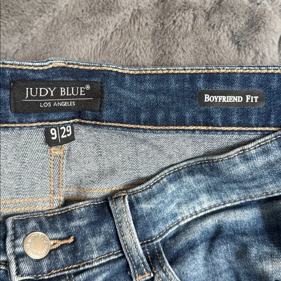 Judy Blue Distressed Light Blue Boyfriend Jeans - Picture 2 of 3